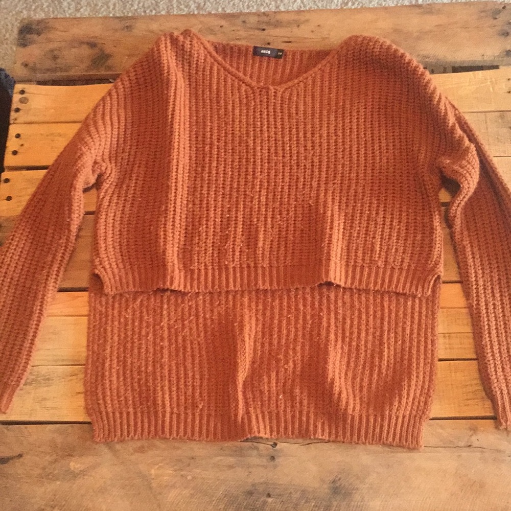 High low burnt orange sweater